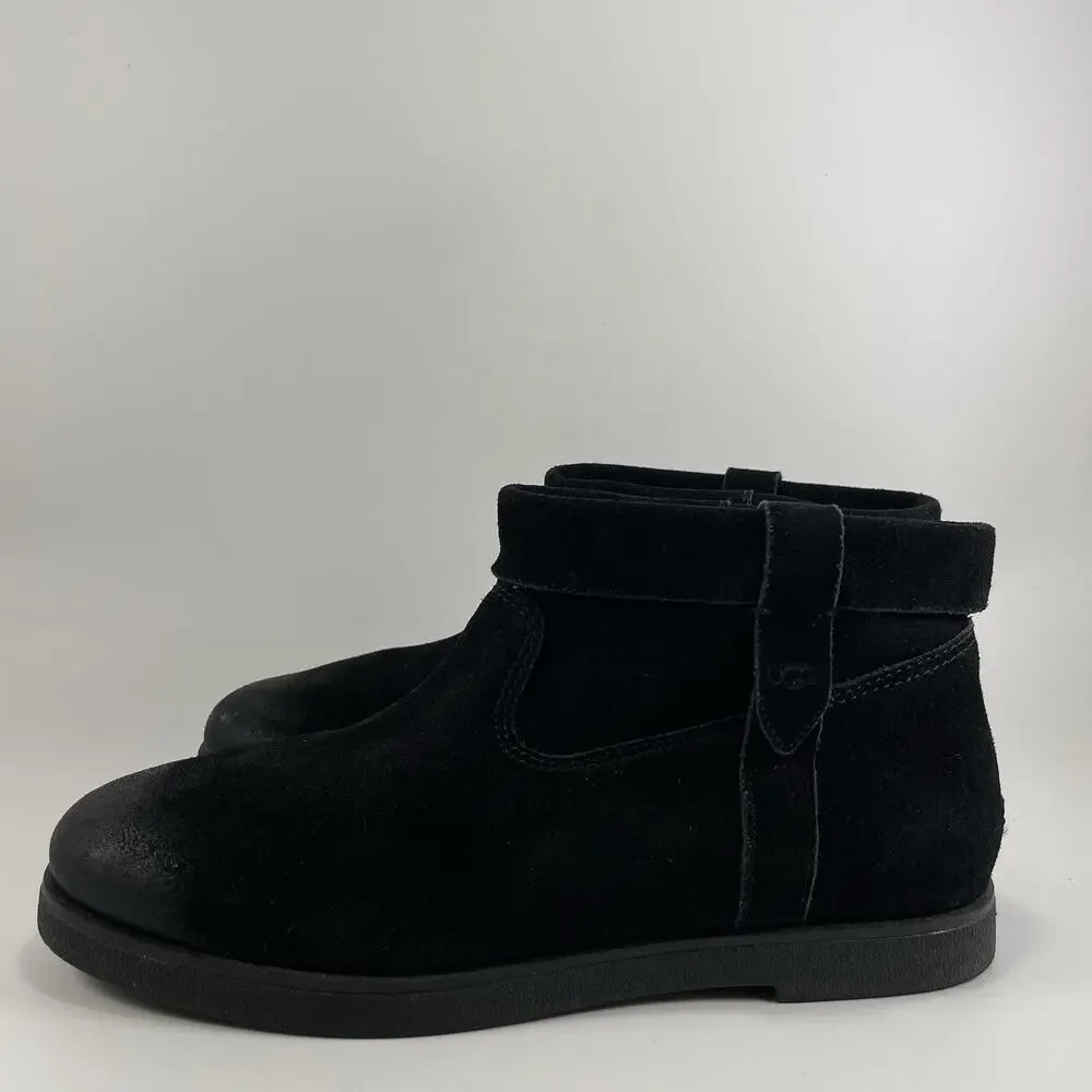 UGG Josefene Cuff Boot Black Suede Short Ankle Womens Size 10 Booties Slip On